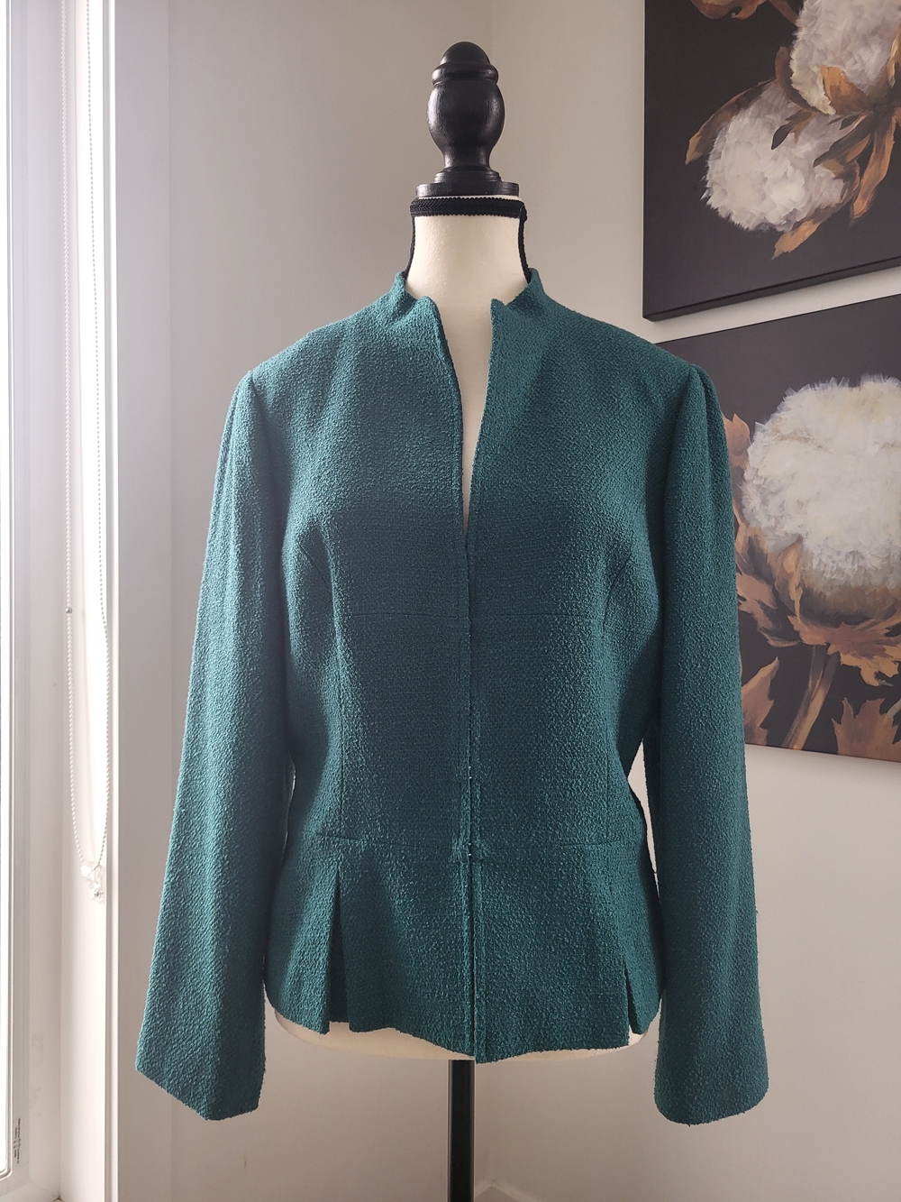 Anne Klein Teal Textured Peplum Jacket - Picture 2 of 15
